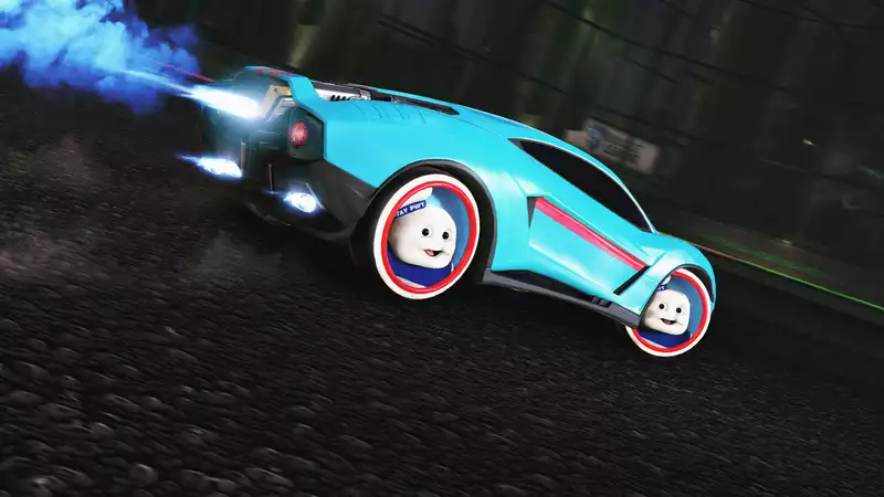 Gaze into the terrible eyes of the Rocket League's Stay Puft Wheel