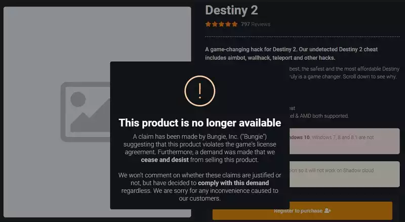 Destiny 2" Cheat Distributor Shut Down by Bungie