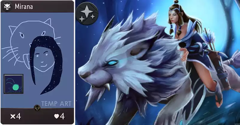 Valve unveils new Artifact card with MS Paint-style placeholder art.