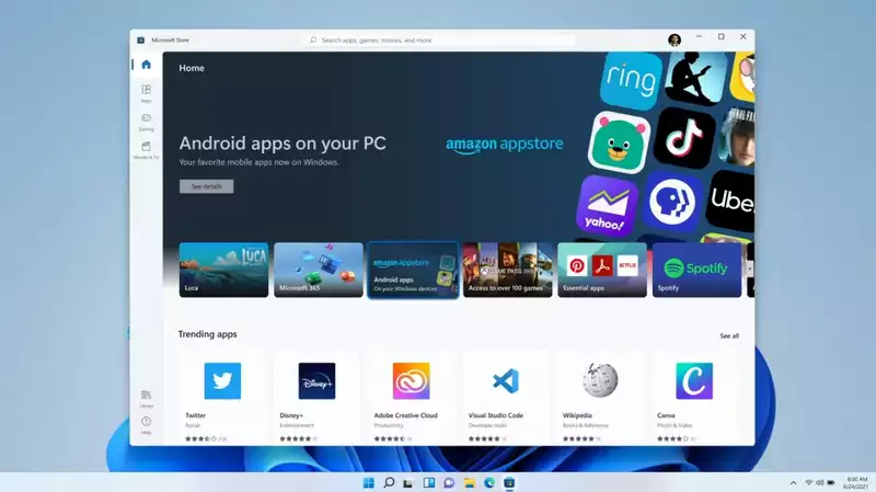 Windows 11 will have built-in support for Android apps