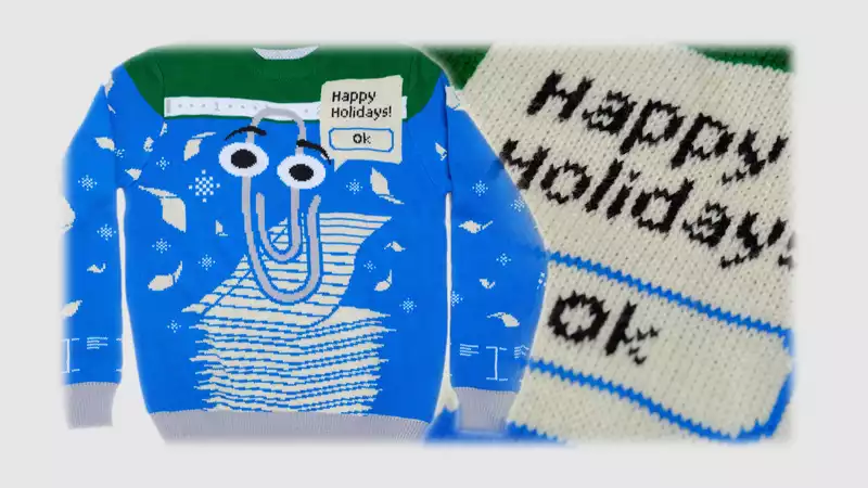 Clippy Wishes Happy Holidays with This Year's Windows Ugly Sweater