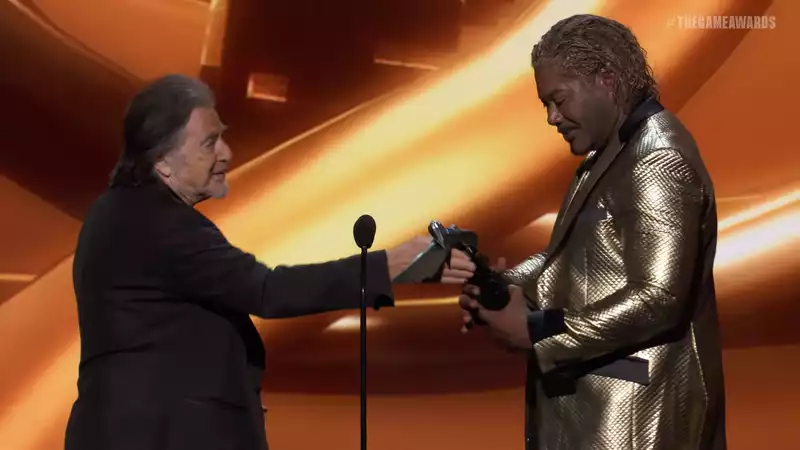 Al Pacino and Kratos actor Chris Judge in filibuster mode at the Game Awards.