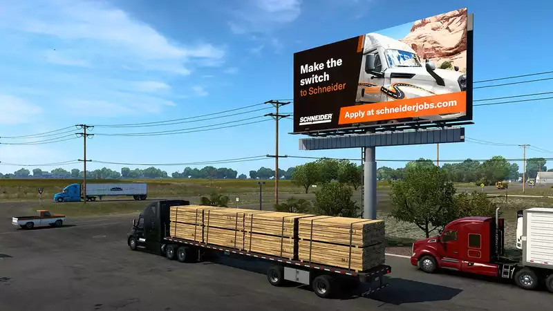 American Truck Simulator players are being targeted by in-game job ads from giant trucking companies.