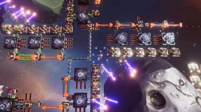 This base-building automation game is like Factorio in space, complete with bullet hell combat and Dyson spheres.