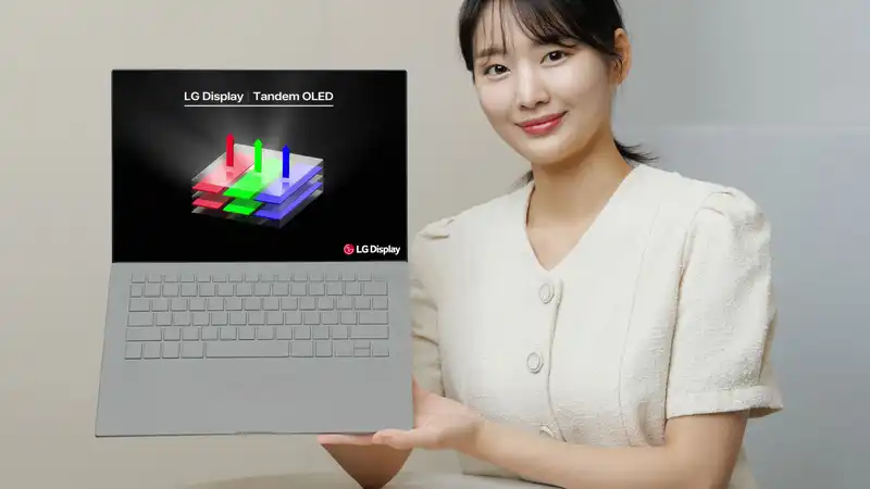 LG introduces tandem OLED panels in notebooks, claiming three times the brightness and twice the lifespan of current self-emitting screens.